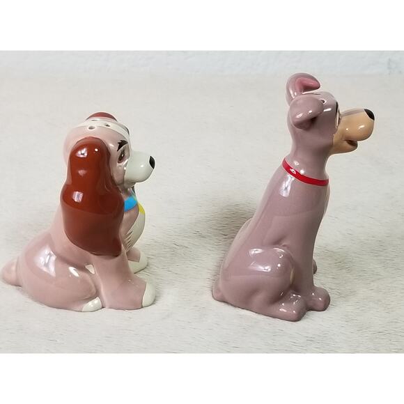 Disney Lady & The Tramp Salt & Pepper Shaker Set Ceramic Vintage Great Condition - Picture 8 of 13